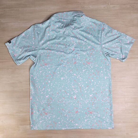 Hazards & Bogeys Performance Golf Polo Shirt Green Paint Splatter Size Medium‎ - Picture 2 of 7